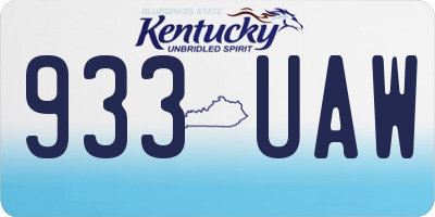 KY license plate 933UAW