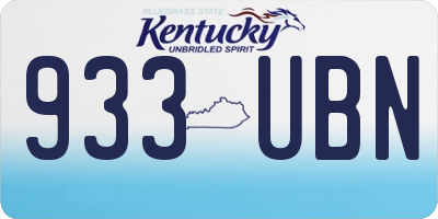 KY license plate 933UBN