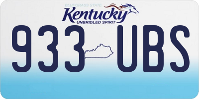 KY license plate 933UBS