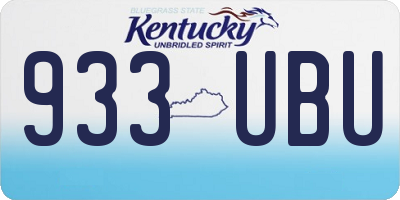 KY license plate 933UBU