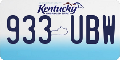 KY license plate 933UBW