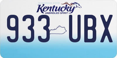 KY license plate 933UBX
