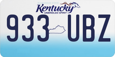 KY license plate 933UBZ