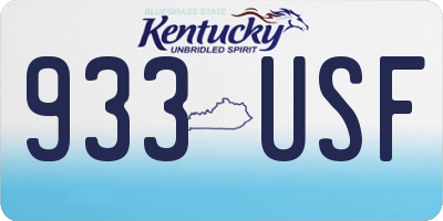 KY license plate 933USF