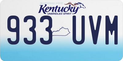 KY license plate 933UVM