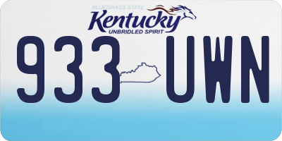 KY license plate 933UWN