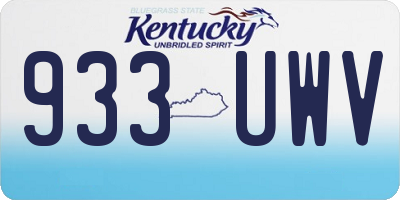 KY license plate 933UWV