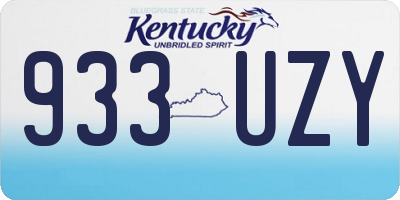 KY license plate 933UZY