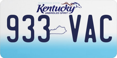 KY license plate 933VAC