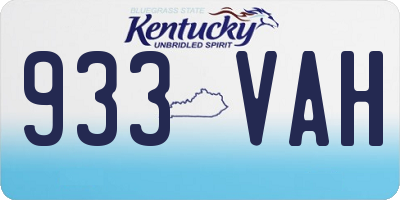 KY license plate 933VAH