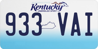 KY license plate 933VAI