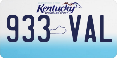 KY license plate 933VAL