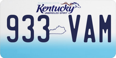 KY license plate 933VAM