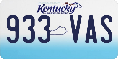 KY license plate 933VAS