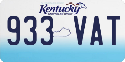 KY license plate 933VAT