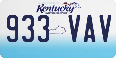 KY license plate 933VAV