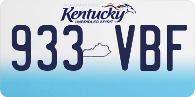 KY license plate 933VBF