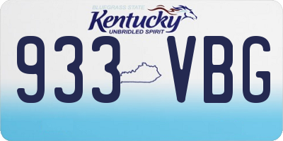 KY license plate 933VBG