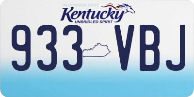 KY license plate 933VBJ