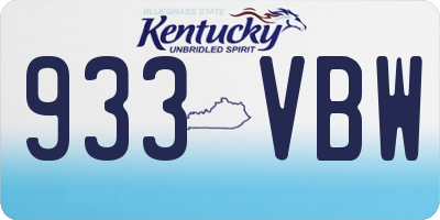 KY license plate 933VBW