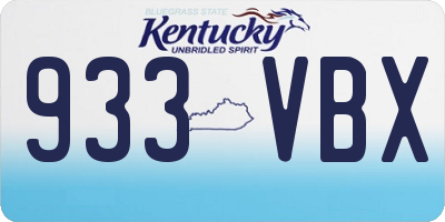 KY license plate 933VBX