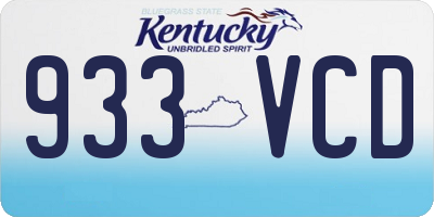 KY license plate 933VCD