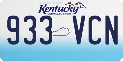 KY license plate 933VCN
