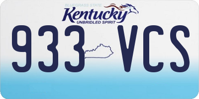 KY license plate 933VCS