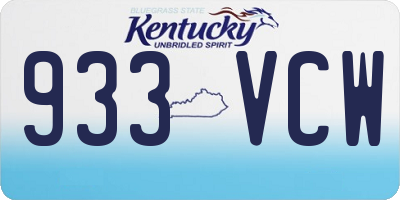 KY license plate 933VCW