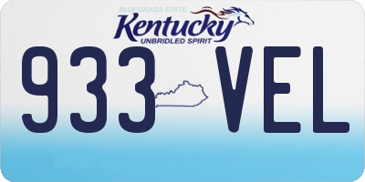 KY license plate 933VEL