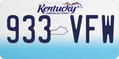 KY license plate 933VFW