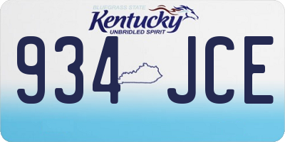 KY license plate 934JCE