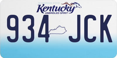 KY license plate 934JCK