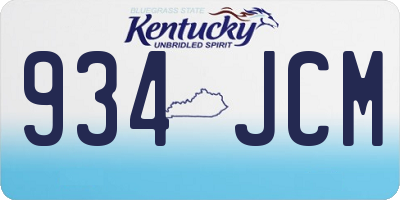 KY license plate 934JCM