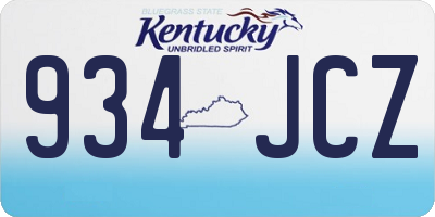 KY license plate 934JCZ