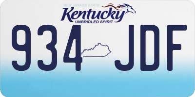 KY license plate 934JDF