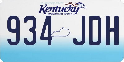 KY license plate 934JDH