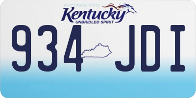 KY license plate 934JDI