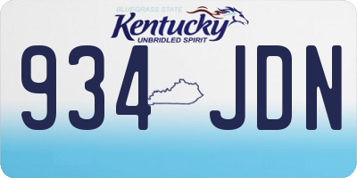 KY license plate 934JDN