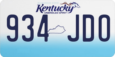 KY license plate 934JDO