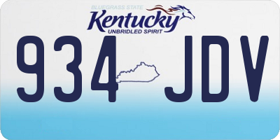 KY license plate 934JDV
