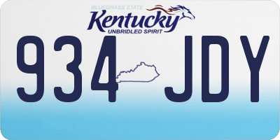 KY license plate 934JDY