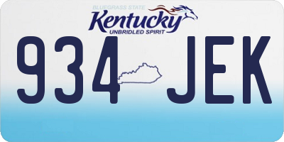 KY license plate 934JEK
