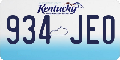KY license plate 934JEO