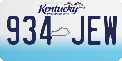 KY license plate 934JEW