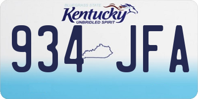 KY license plate 934JFA