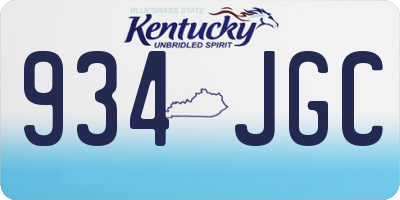 KY license plate 934JGC