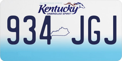 KY license plate 934JGJ