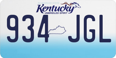 KY license plate 934JGL