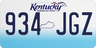 KY license plate 934JGZ